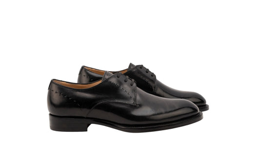 1350$ ISAIA NAPOLI Derby Shoes Perforated Detail Leather Black 7 UK / 8 US 41 IT