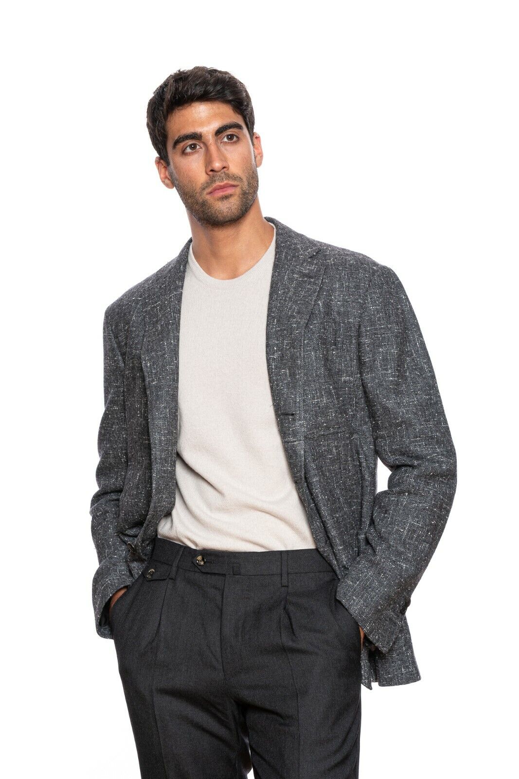 $2295 BELVEST Gray Wool Cashmere Silk Jacket 42 US / 52 EU Drop 8R  F/W 2018