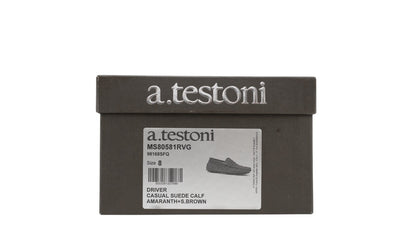 1200$ TESTONI Driver Loafer Shoes Casual Suede Calf Amaranth 8 UK / 9 US / 42 IT