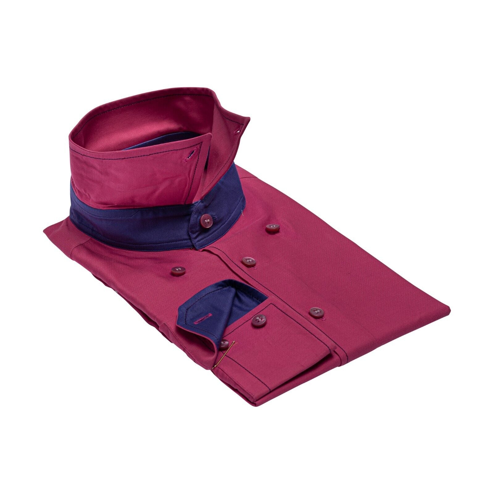 690$ LUXURY GERLIN Shirt Cotton Dark Pink Point Collar 16 - 41 5A BIJAN
