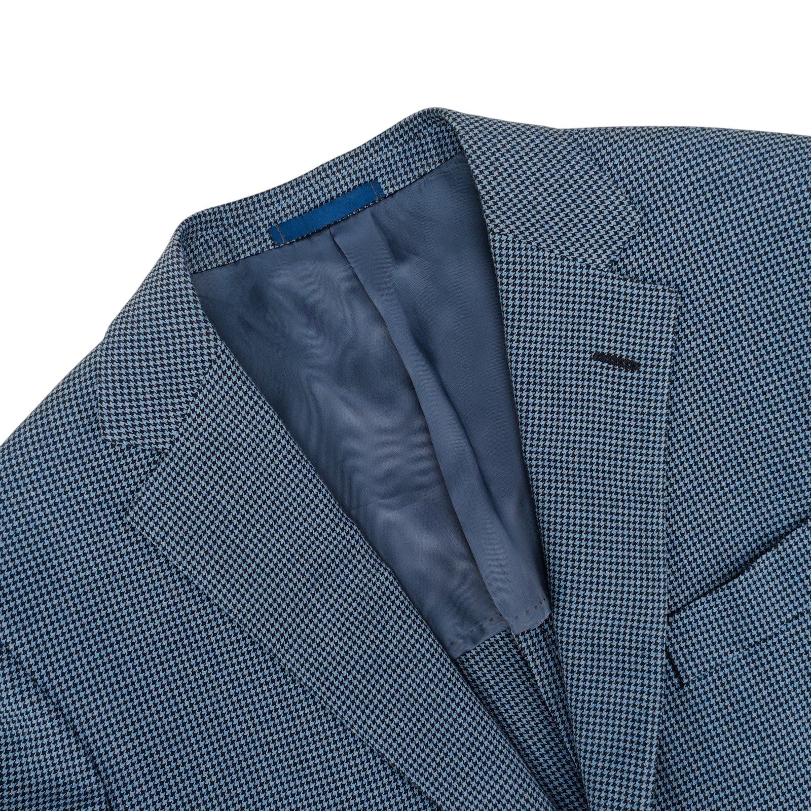 1450$ RAFFAELE CARUSO Blue Houndstooth Cotton 3/2 Roll Sport Coat 42 US / 52 IT