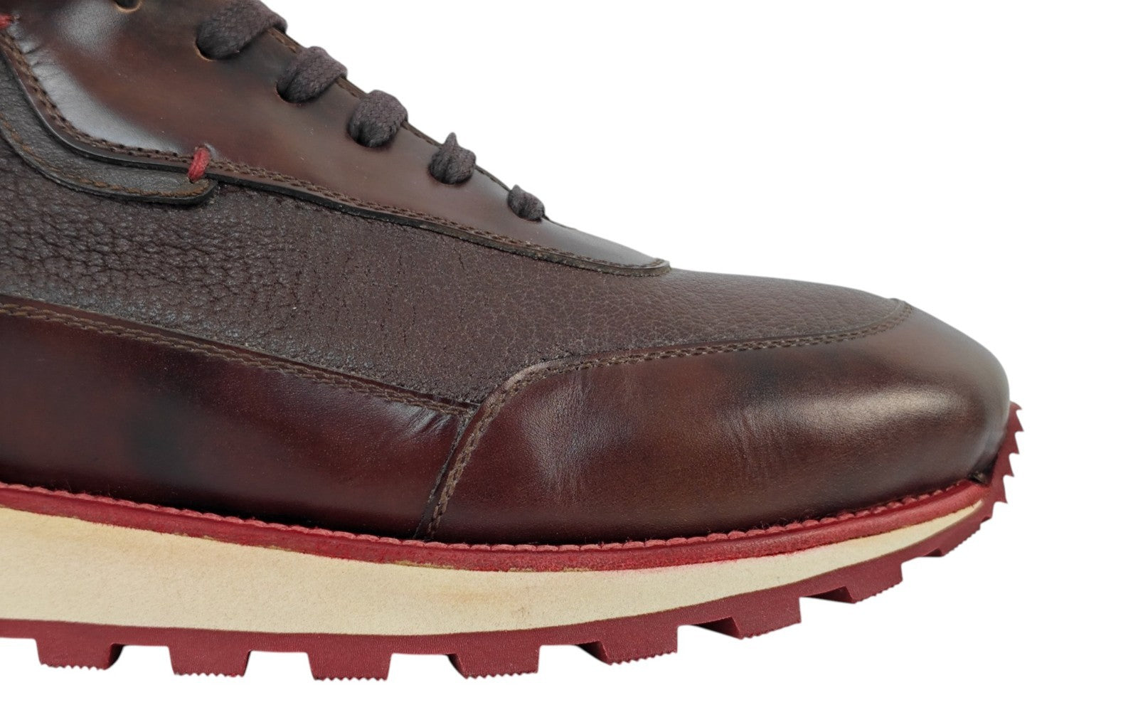 1200$ TESTONI "Piuma" High Top Sneaker  Nappa + Deerskin 8 UK / 9  US / 42 IT