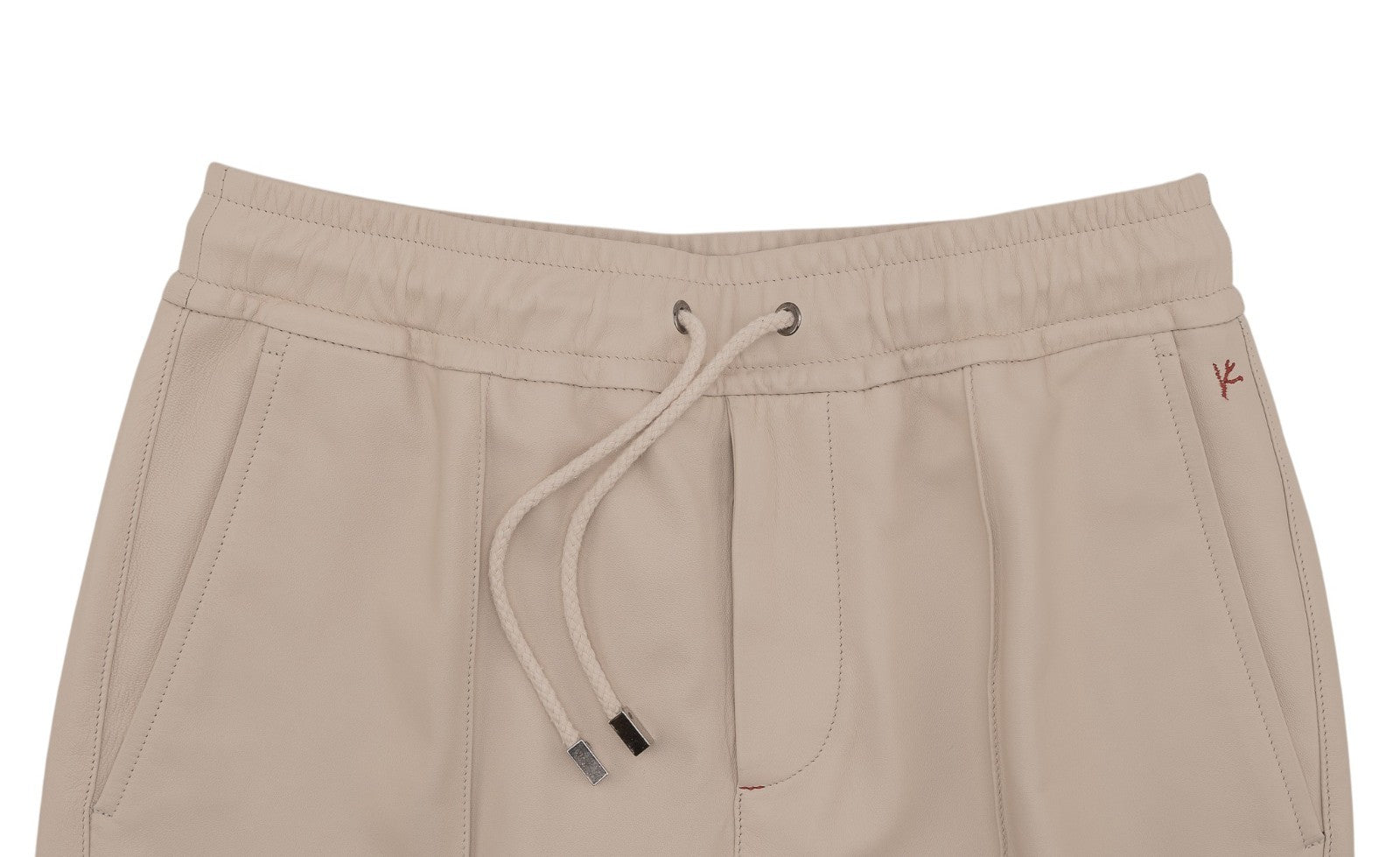 2450$ ISAIA NAPOLI Ivory Drawstring Pant Soft Lambskin 32 US / 48 EU