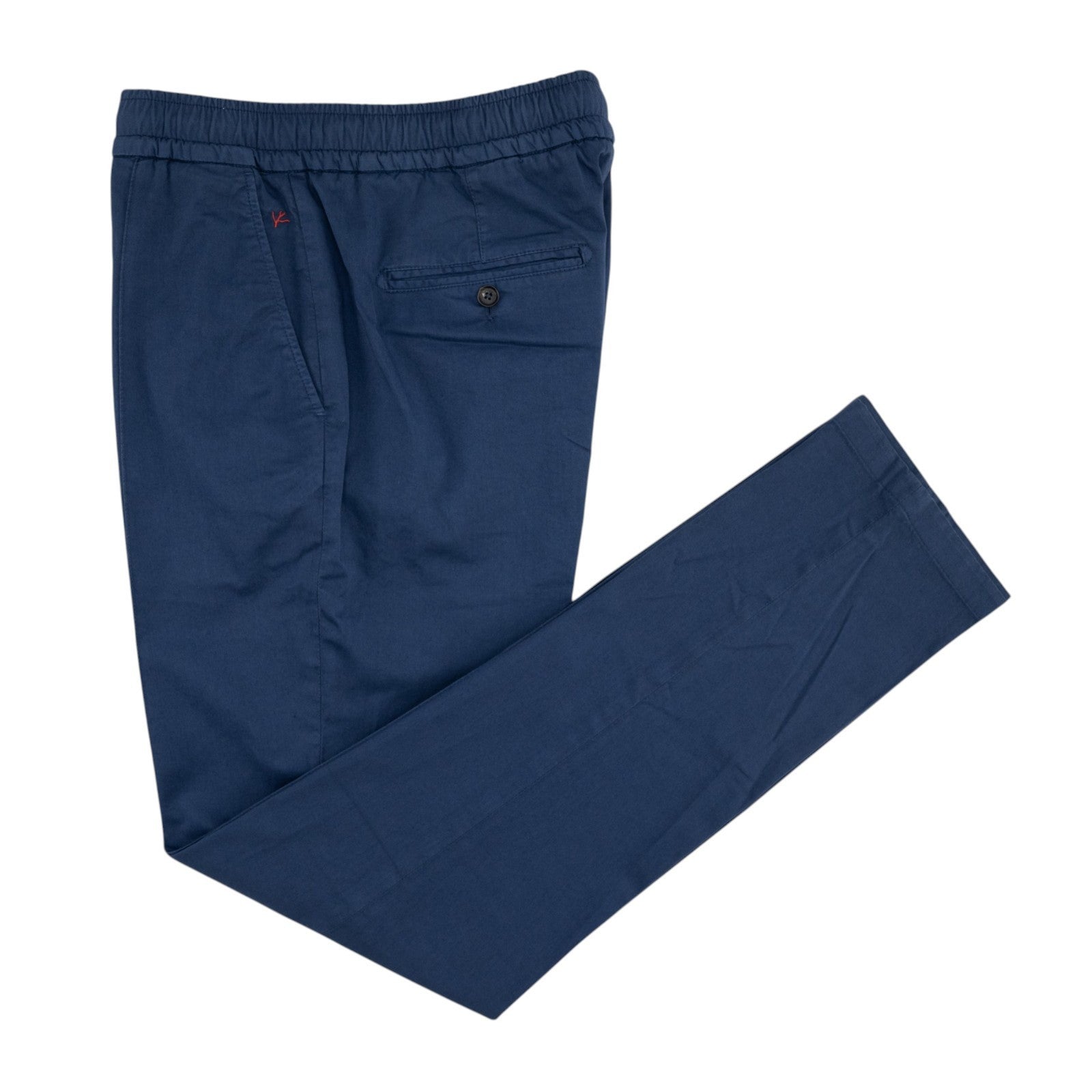 1150$ ISAIA NAPOLI Blue Drawstring Pant Slim Tapered Fit Cotton 32 US / 48 EU