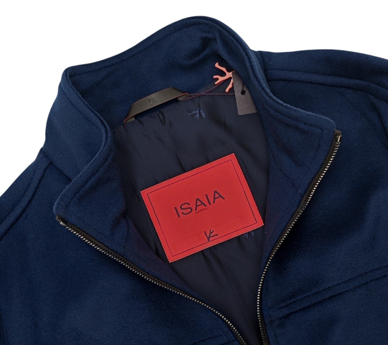 $4750 ISAIA NAPOLI Blue Full Zip Bomber Jacket 100% Cashmere  40 US / 50 EU