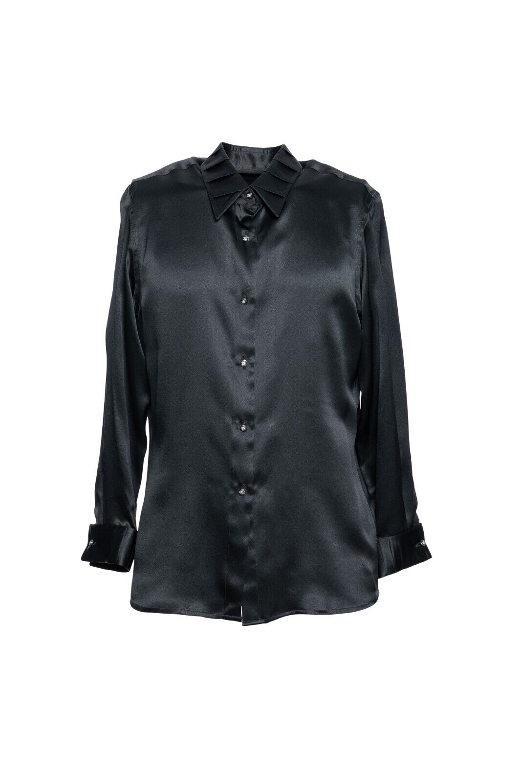 1600$ LUXURY ITALO FERRETTI Shirt Women Black 100% Silk COMO Size M BIJAN