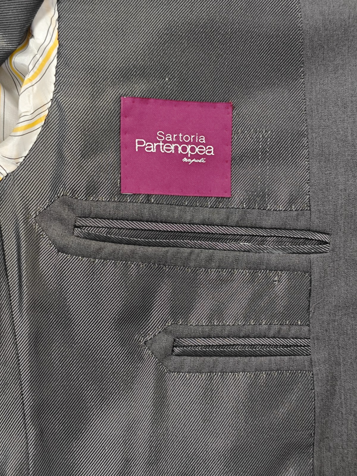 $2900 SARTORIA PARTENOPEA NAPOLI Handmade Gray Suit Wool 180's  44 US / 54 EU 7R
