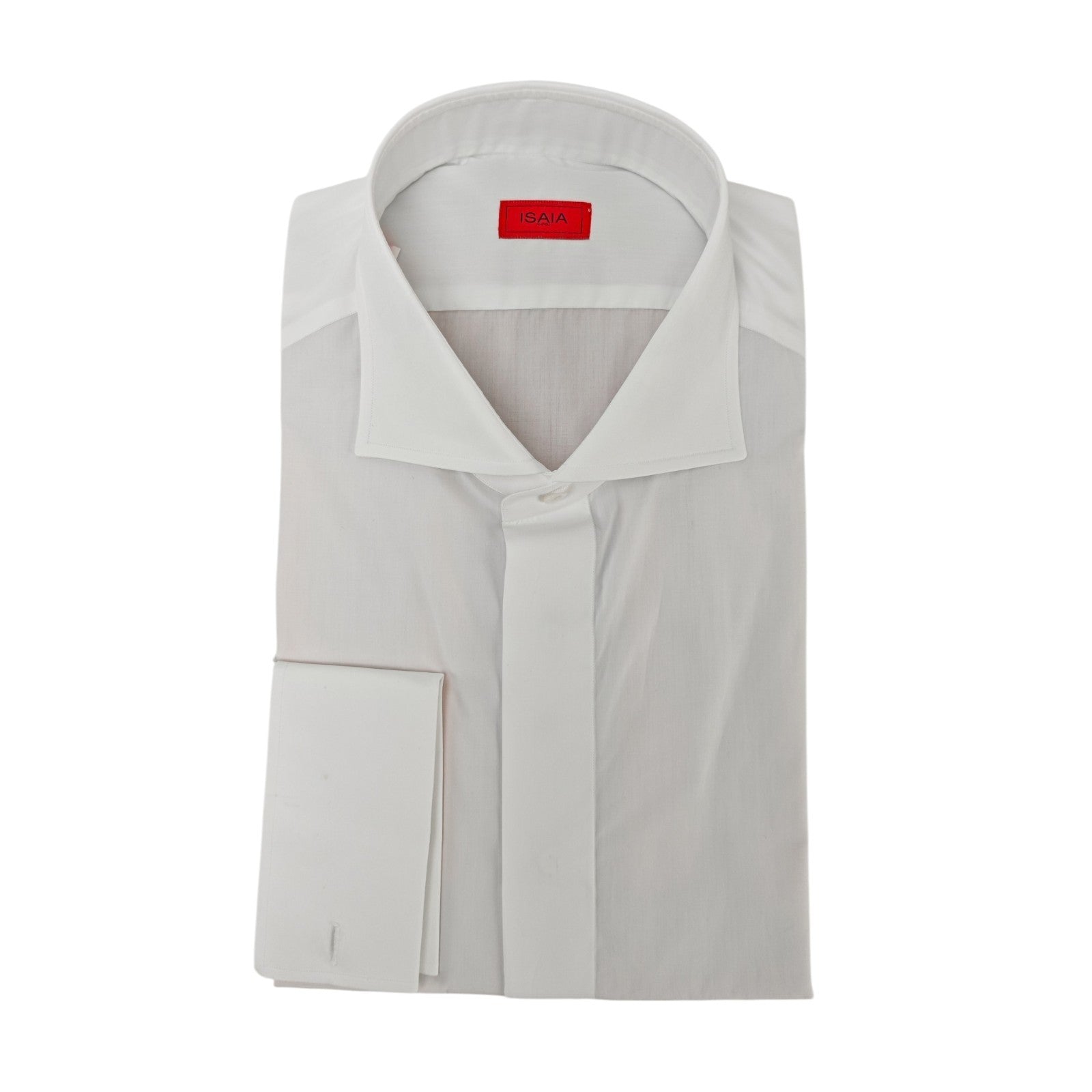 790$ ISAIA NAPOLI "Mix" White Dress Shirt French Cuffs Hand-Sewn Fine Cotton  1Q