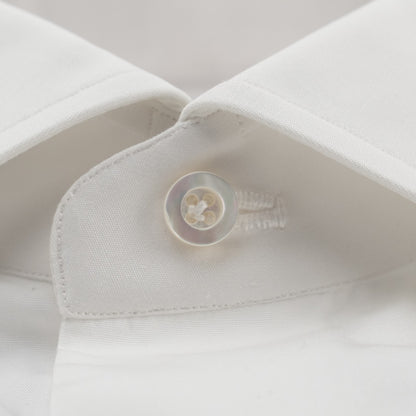 750$ ISAIA NAPOLI "Mix" Dress Shirt Hand-Sewn White Oxford Cotton 18 - 45