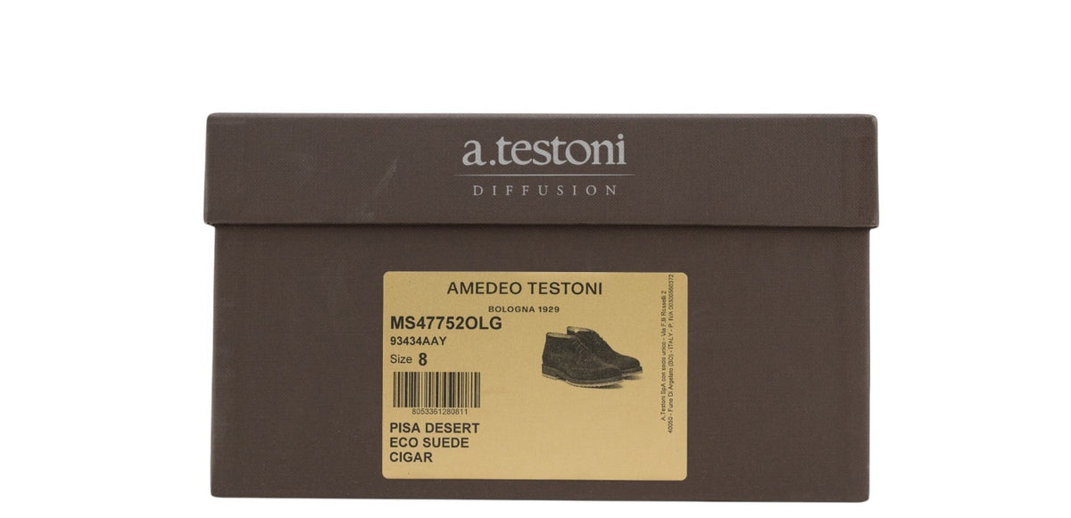 1350$ TESTONI "Pisa" Desert Derby Boot Shoes Suede Brown 8 UK / 9 US / 42 IT
