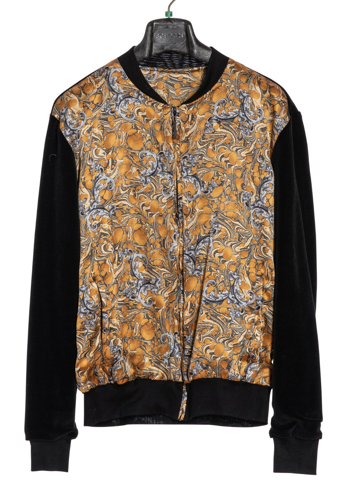 2250$ GERLIN Jacket Bomber Abstract 100% Silk + Velvet Size S  BIJAN