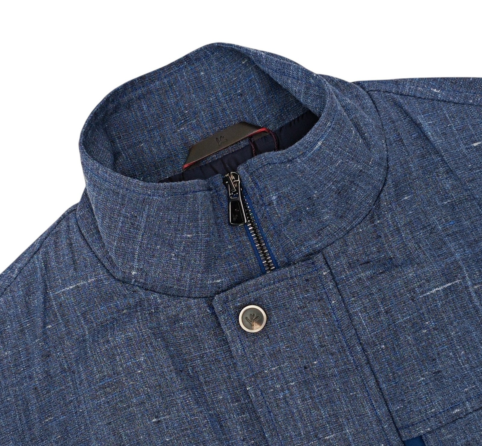 4125$ ISAIA NAPOLI Blue Field Jacket Techno Wool & Linen 38 US / 48 EU