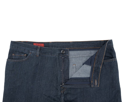 795$ ISAIA NAPOLI Blue Denim Jeans Pant Cotton Linen Regular Fit 44 US / 60 EU