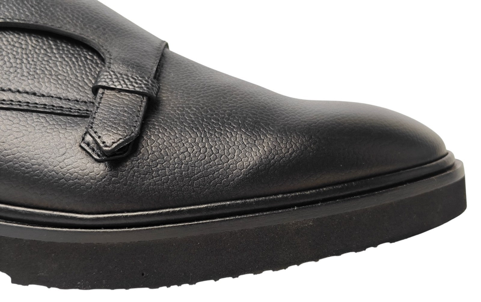 1100$ TESTONI "Cremona" Black Double Monk Shoes Grain Calf 8 UK / 9 US / 42 IT
