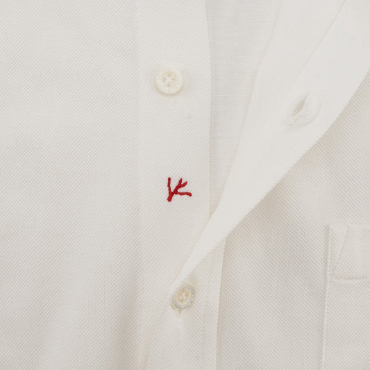 730$ ISAIA NAPOLI Polo Shirt Hand-Sewn White Piquet Cotton 17.75 - 40