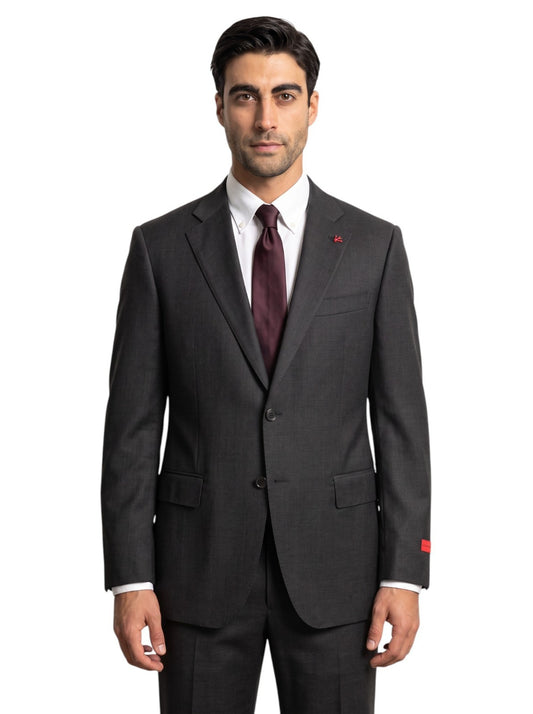 $7050 ISAIA "Gregorio" Charcoal Suit Fine Wool Stretch Comfort 44 US / 54 EU 7R