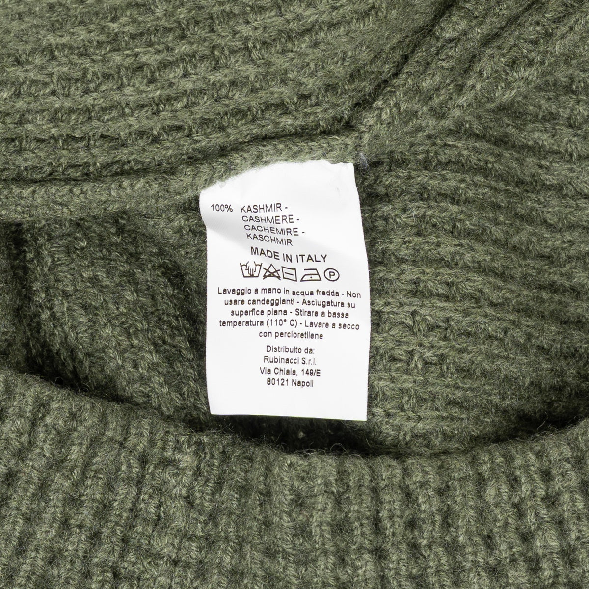 $1750 RUBINACCI NAPOLI Cardigan Jacket 100% Ribbed Cashmere Green