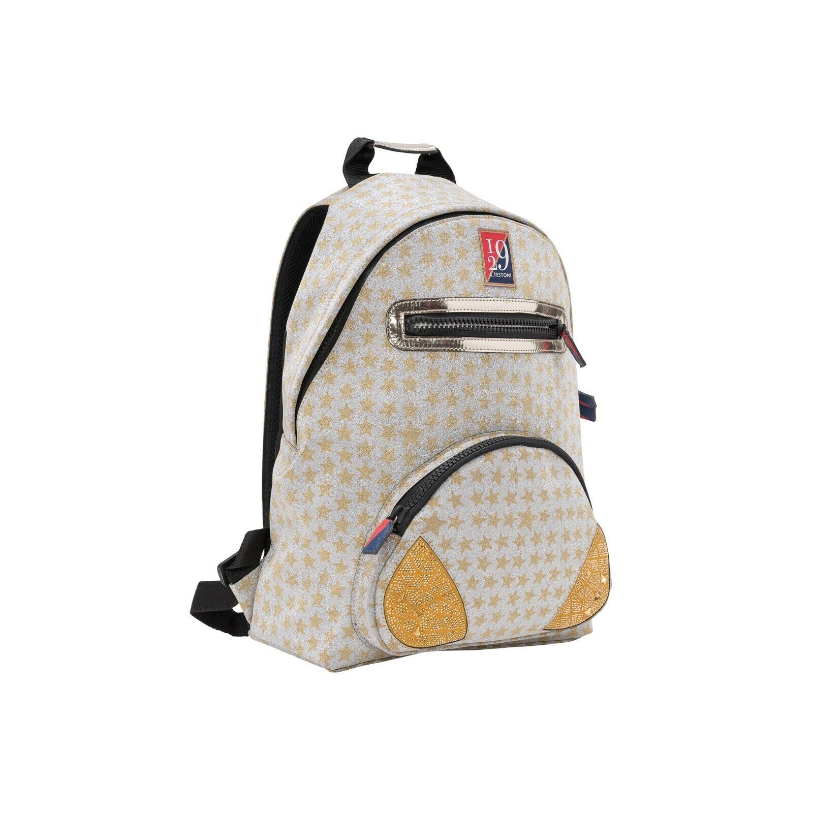 $410 Testoni I29 Bologna Luxury Cristals Backpack Rising Star + Metal Calf 