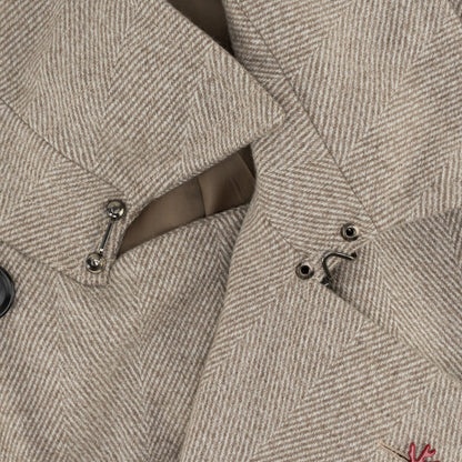 $10,850 ISAIA Belted Overcoat Herringbone Top Cashmere Black Sheep 38 US / 48 IT