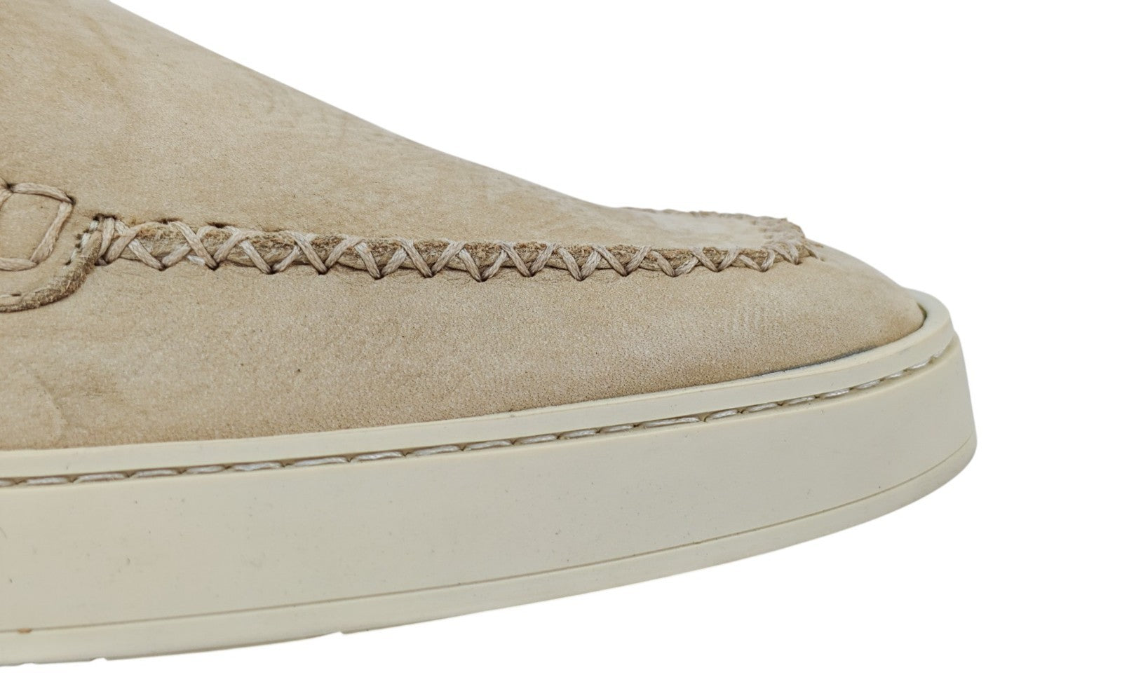 TESTONI "Noto" Nubuck Leather & Linen Loafers Shoes UK 8 / US 9 / IT 42