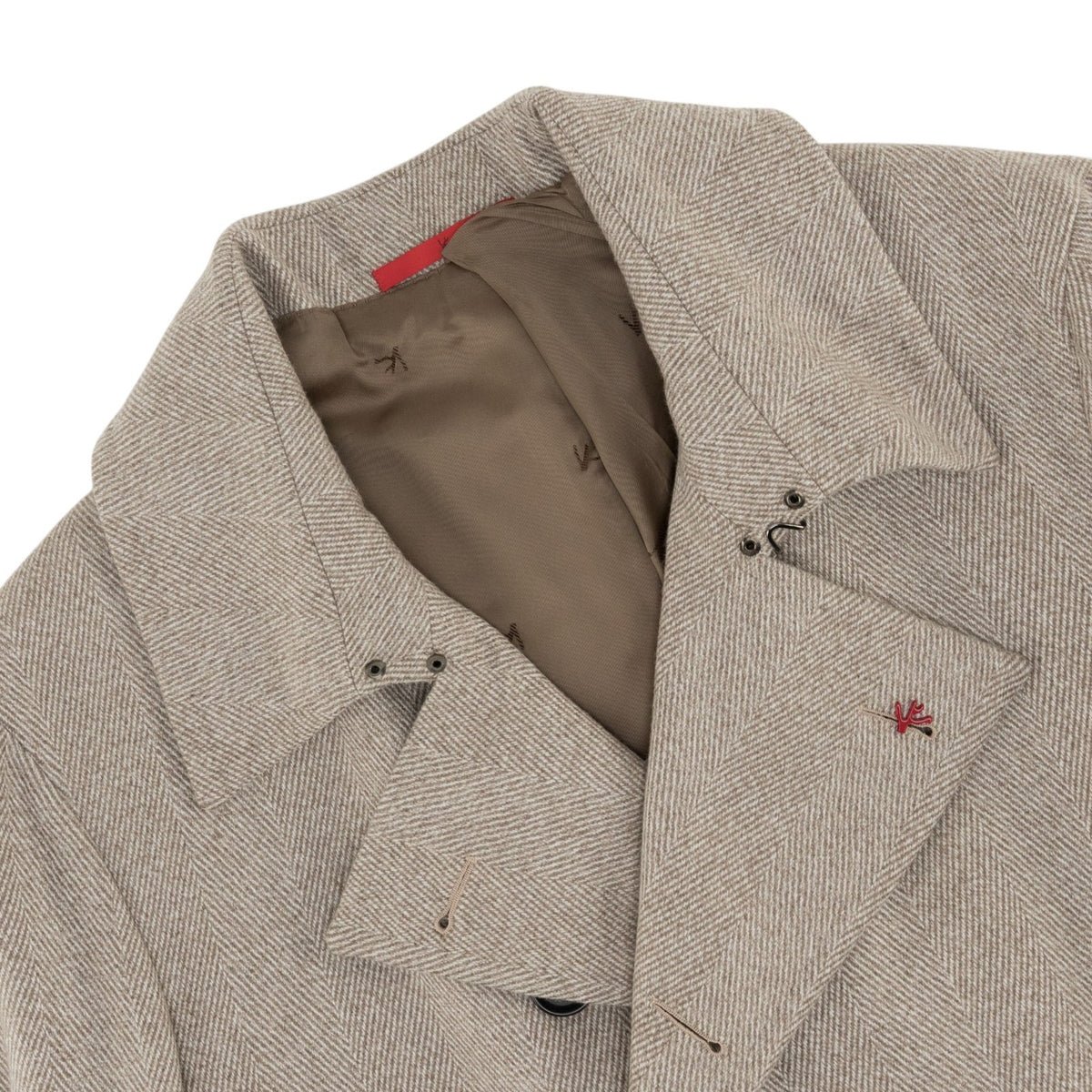 $10,850 ISAIA Belted Overcoat Herringbone Top Cashmere Black Sheep 38 US / 48 IT