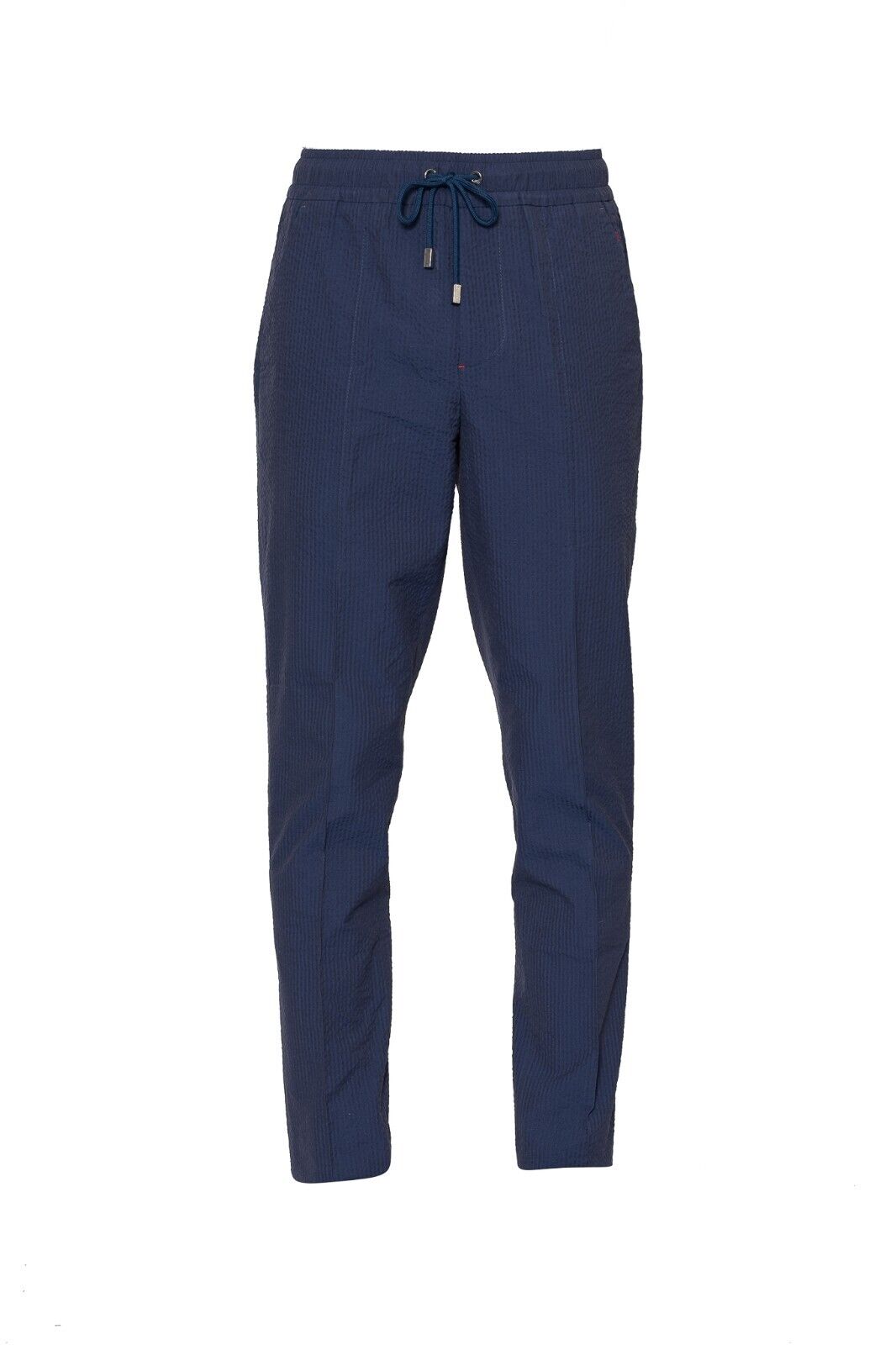 1100$ ISAIA NAPOLI Blue Drawstring Trousers Sport Pant Seersucker Cotton