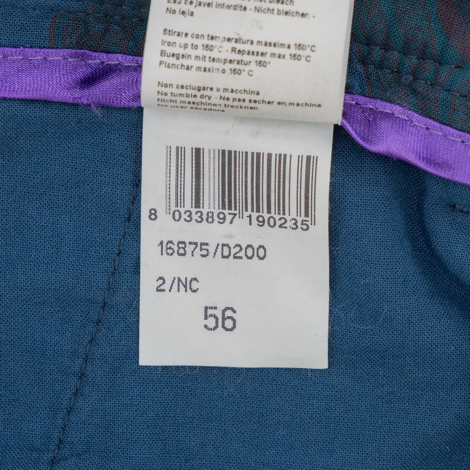 780$ ETRO MILANO Blue Corduroy Cotton Pant Straight Leg 40 US / 56 EU