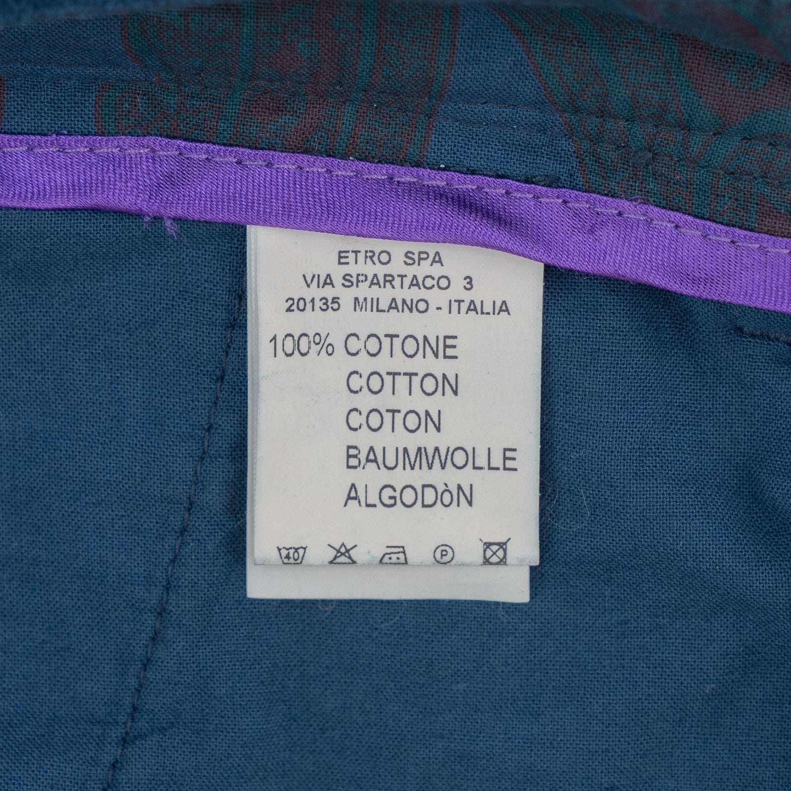 780$ ETRO MILANO Blue Corduroy Cotton Pant Straight Leg 40 US / 56 EU