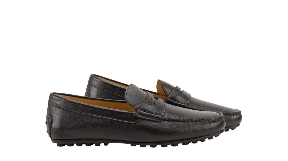 1200$ TESTONI "Portocervo" Driver Loafer Shoes Calf Cigar  8 UK / 9 US / 42 IT