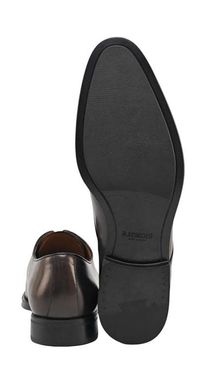 $1250 TESTONI BOLOGNA Derby Shoes Burnished Calf Cigar Brown