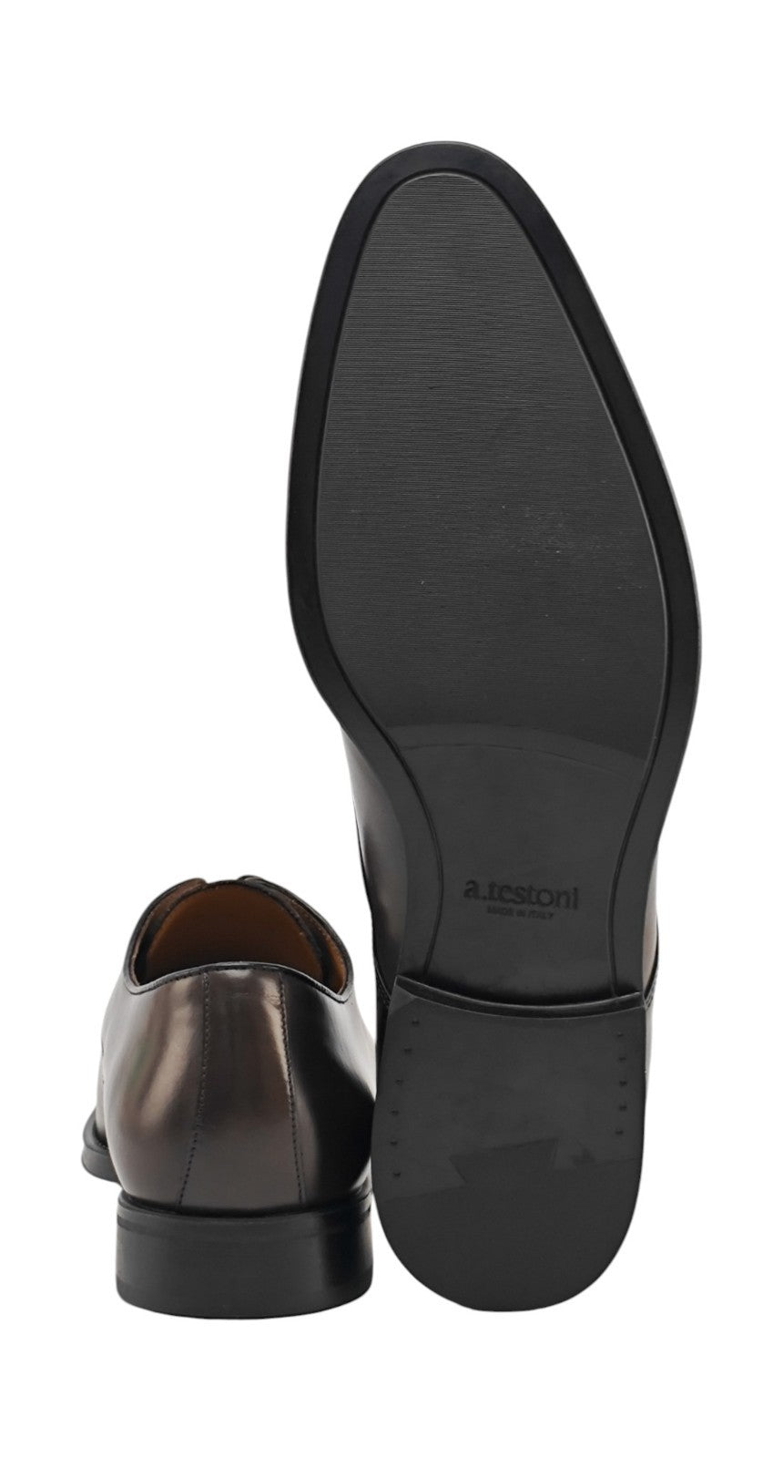 $1250 TESTONI BOLOGNA Derby Shoes Burnished Calf Cigar Brown