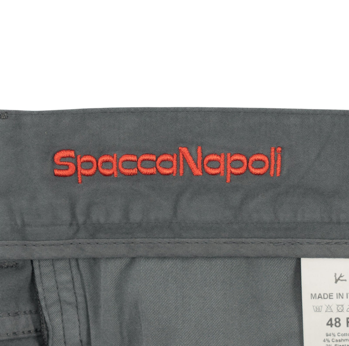 925$ ISAIA NAPOLI "SpaccaNapoli" Gray Pant Chin Cotton Cashmere Reg 32 US 48 EU