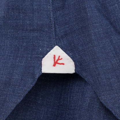 765$ ISAIA NAPOLI "Mix" Blue Dress Shirt Hand-Sewn 100% Linen 15.75 - 40