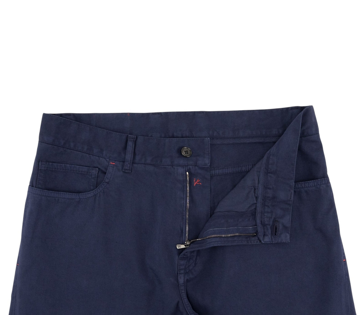 850$ ISAIA NAPOLI "Chiaia" Blue Chino Sport Pant Cotton  Cashmere - Leather Tag
