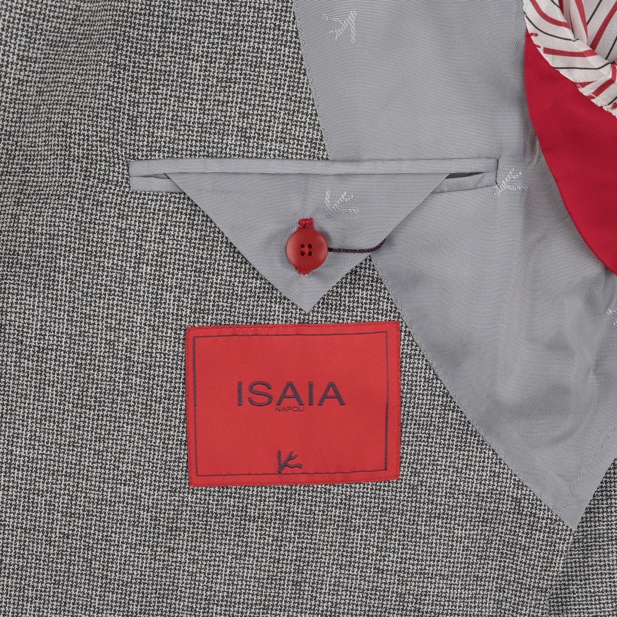 $6600 ISAIA NAPOLI "Capri" Gray Suit Fine Wool Micro Houndstooth 40 US  50 EU 8R