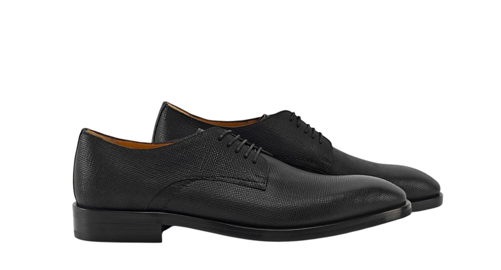 1200$ TESTONI Derby Shoes Saffiano Lux Soft Calf Black 8 UK / 9 US / 42 IT