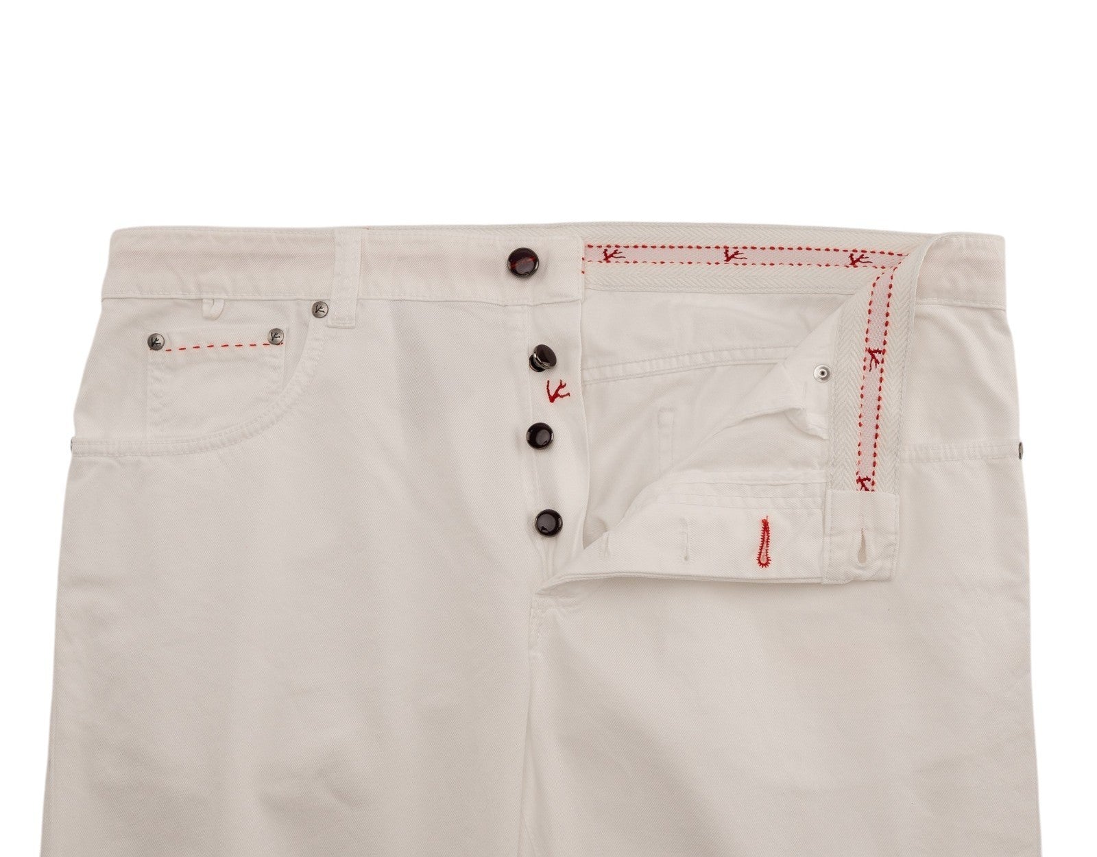 690$ ISAIA NAPOLI White Denim Jeans 5 Pockets Pant Cotton 38 US / 54 EU R