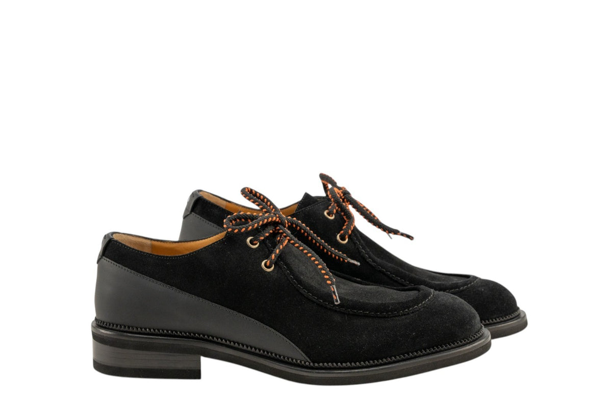 1100$ TESTONI Derby Oiled English Suede Rubber Black 8 UK / 9 US / 42 IT