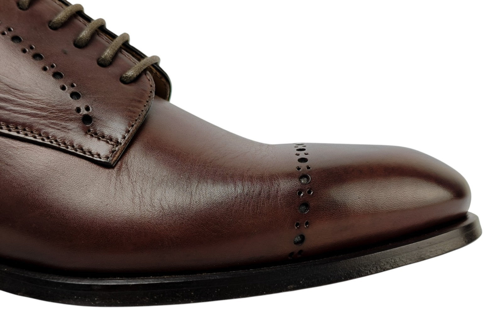 1350$ TESTONI "Positano" Derby Shoes Antique Calf Brown 8 UK / 9 US / 42 IT