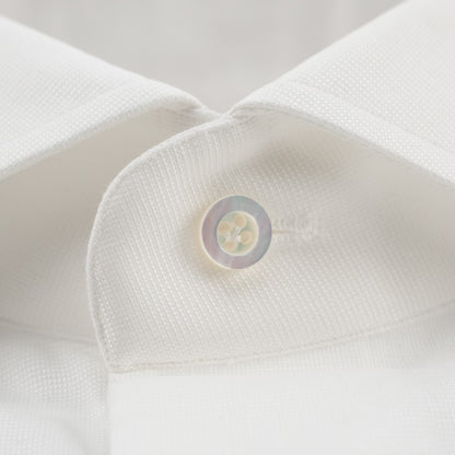 780$ ISAIA "Mix" Dress Shirt French Cuffs White Oxford Cotton 18 - 45