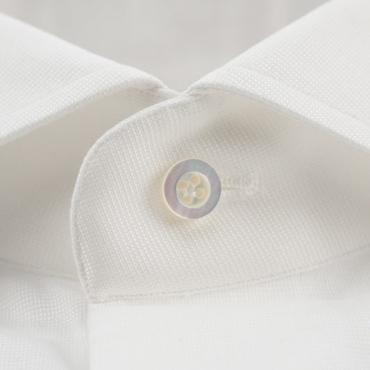 780$ ISAIA "Mix" Dress Shirt French Cuffs White Oxford Cotton 18 - 45
