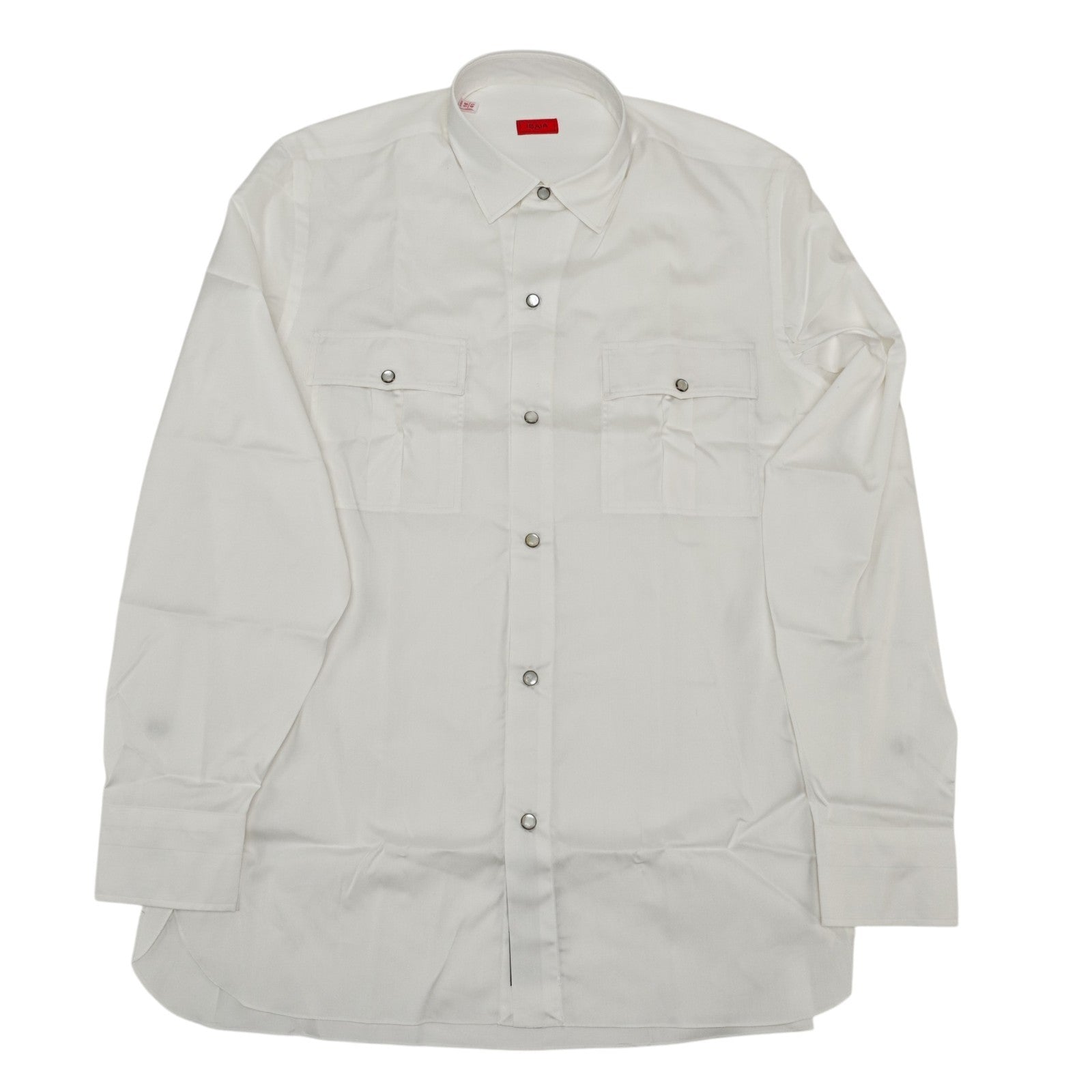 850$ ISAIA "Western" Casual Shirt Pockets White Fine Cotton 16 - 41
