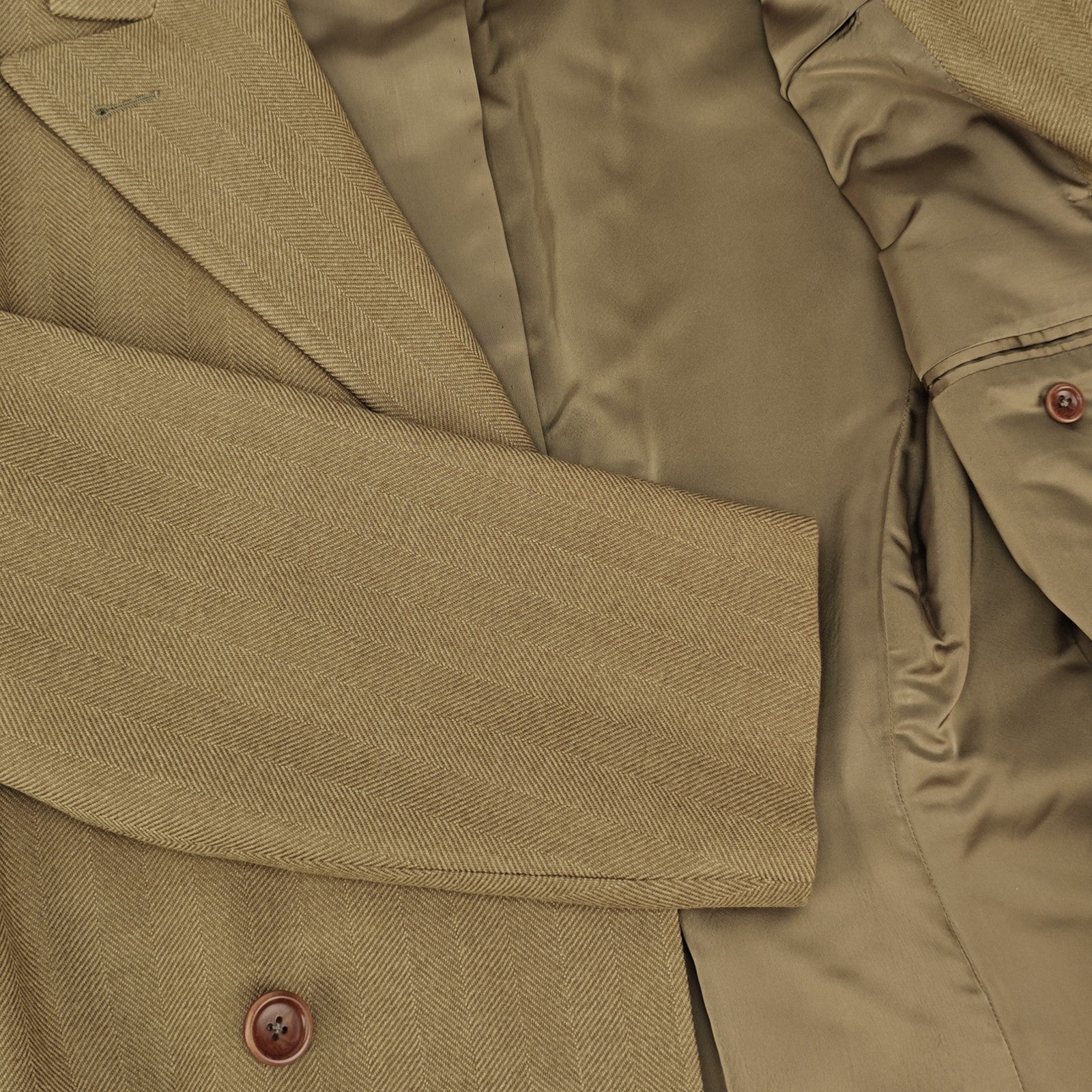 3500$ LUCIANO BARBERA Martingale Overcoat Camel Herringbone Wool 40 US / 50 IT