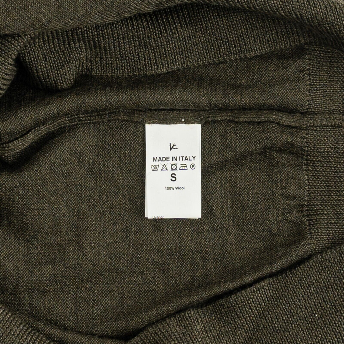 1100$ ISAIA NAPOLI Dark Green Sweater Crewneck 100% Wool Size S