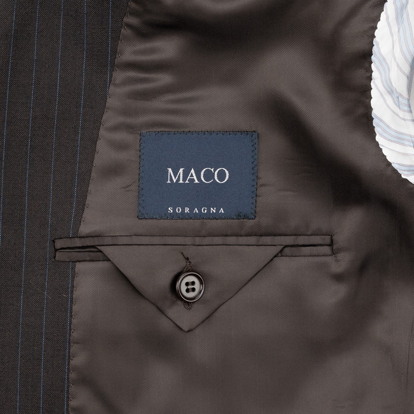 1870$ MACO by RAFFAELE CARUSO Dark Brown Striped Suit 3/2 Roll Wool 44 US 54 IT