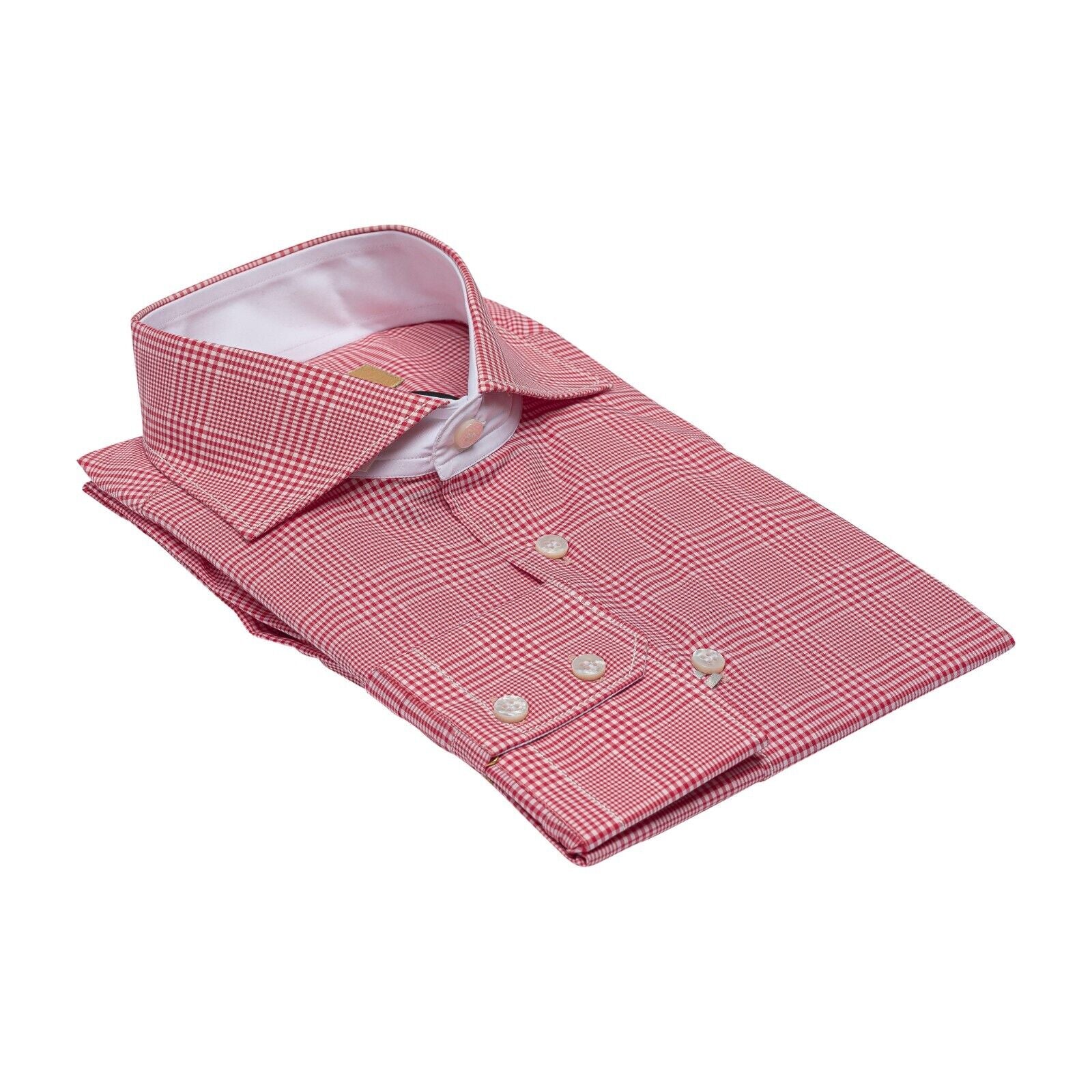 690$ LUXURY GERLIN Shirt Red Plaids & Checks Cotton 16 - 41 1N ZILLI