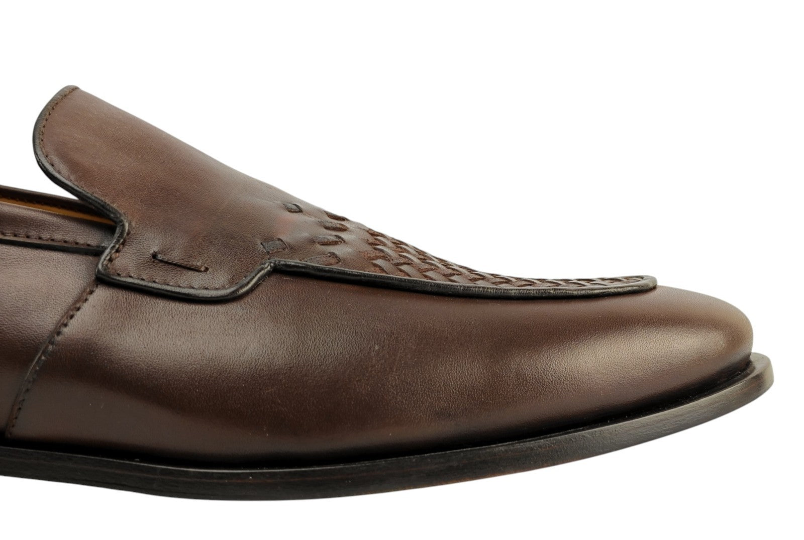1350$ TESTONI "Camogli" Brown Loafer Woven Calf /  Suede 8 UK / 9 US / 42 IT