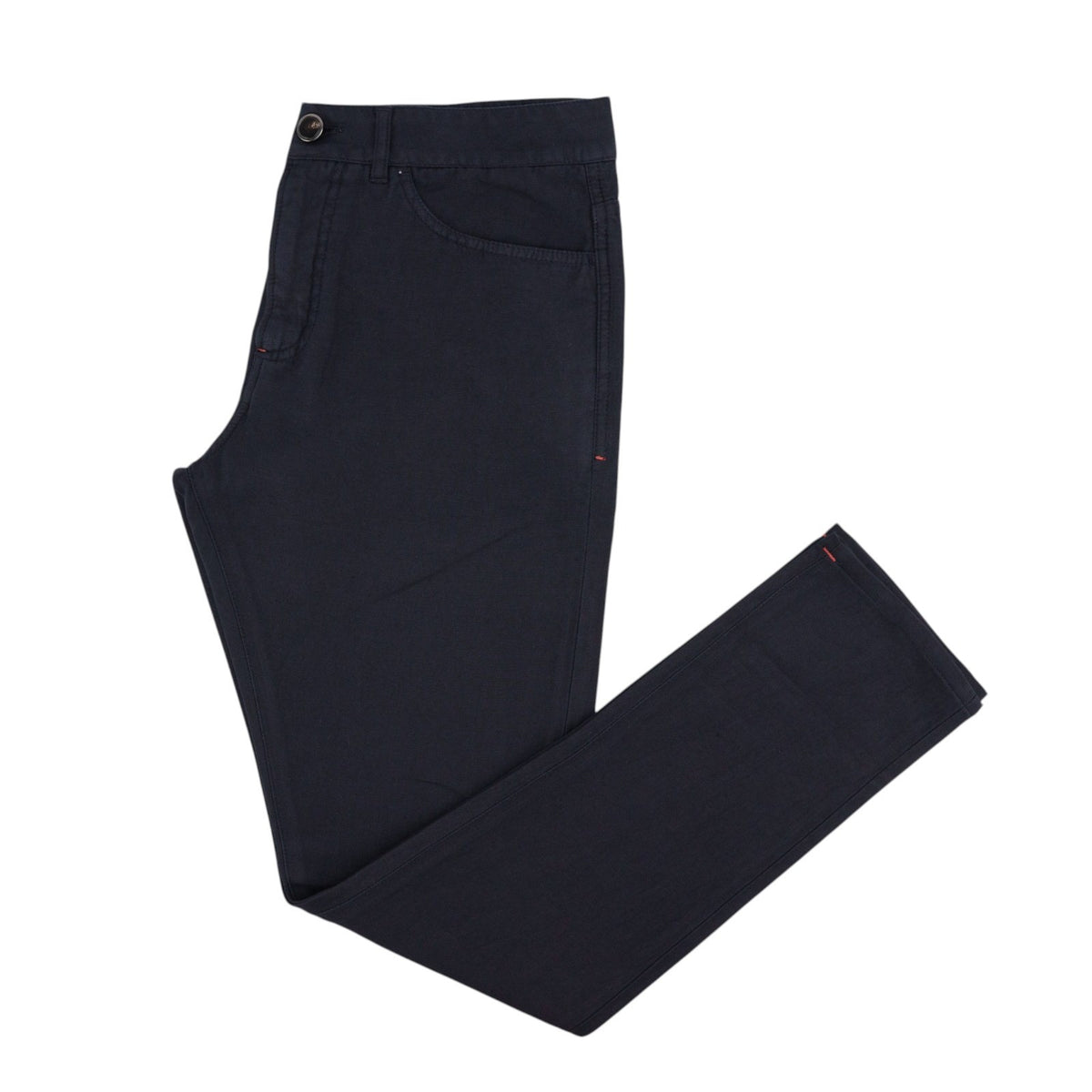 725$ ISAIA NAPOLI Blue Navy 5 Pocket Pant Trouser Cotton - Linen 32 US / 48 EU