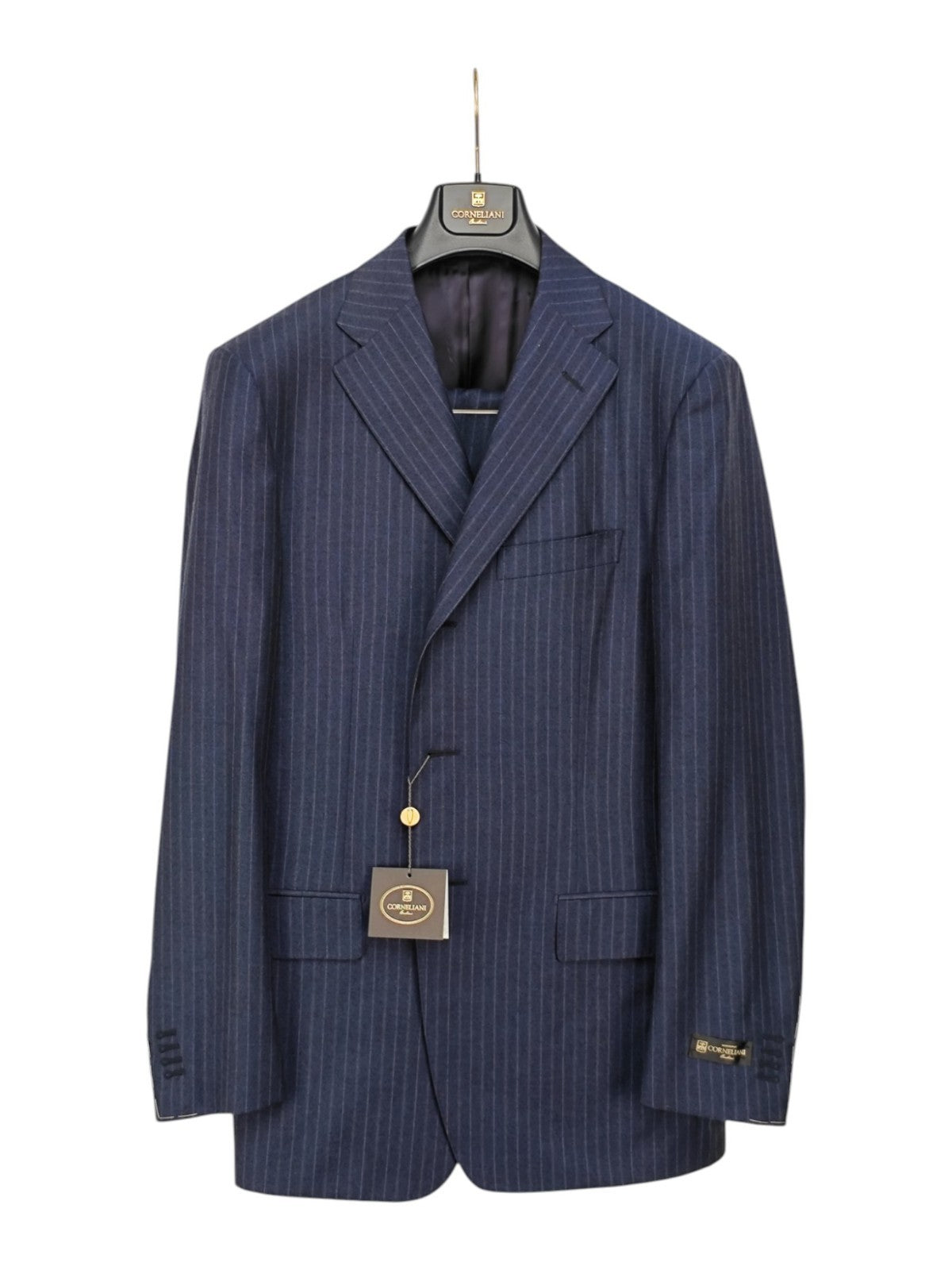 $1450 CORNELIANI Blue Striped Suit Wool / Cashmere 40 US / 50 EU  6R
