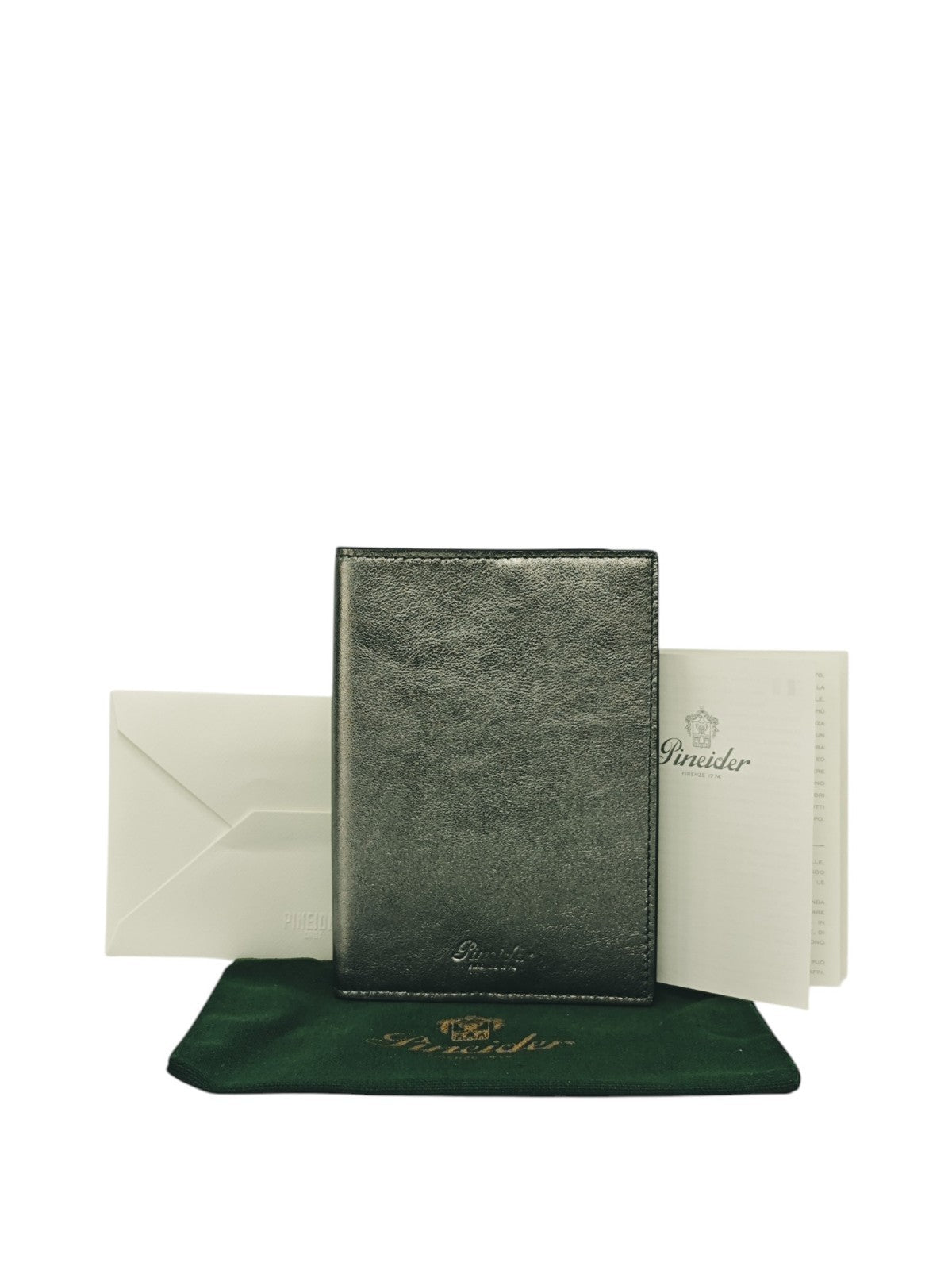220$ PINEIDER FIRENZE 1774 "Metro Smooth" Passport Holder Calf Laminated Silver